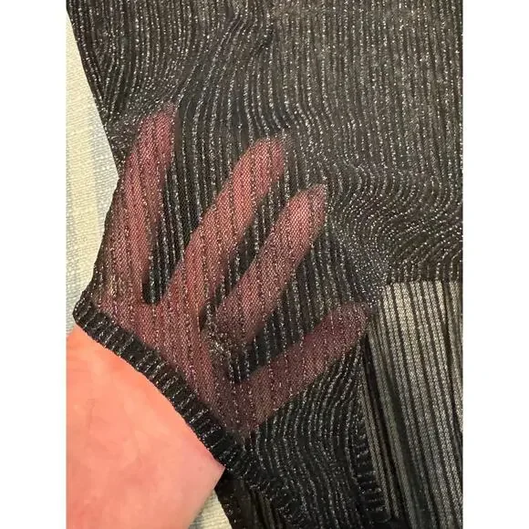 Zara size small bodysuit, sheer, black and gold metallic. - Picture 3 of 7